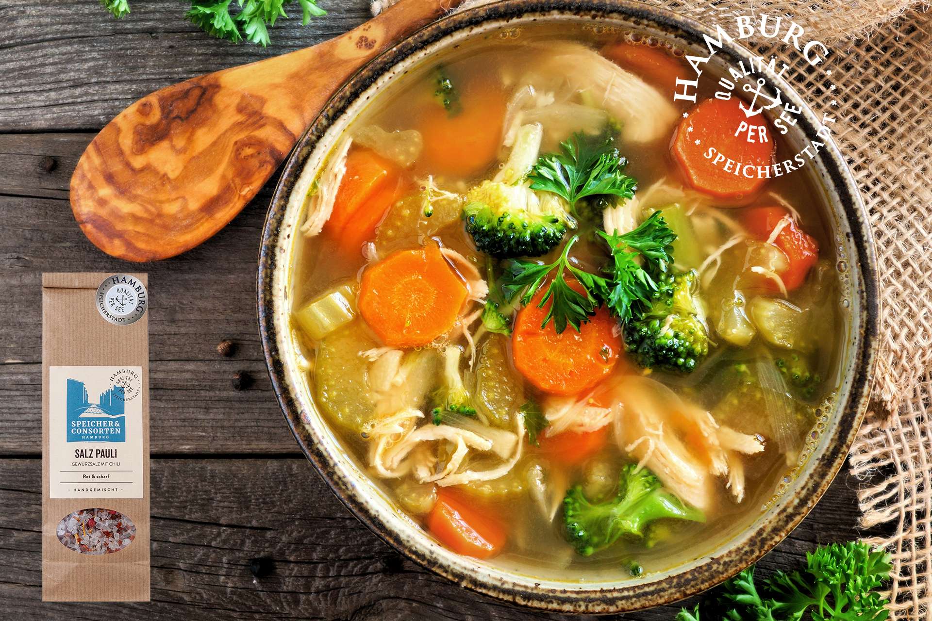 Hühnersuppe Salz Pauli Gewürzsalz Rezept Speicher & Consorten