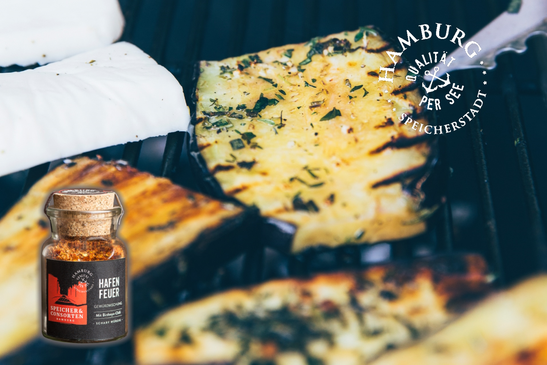 Gegrillte Aubergine mit Hafenfeuer Gewürzmischung Speicher & Consorten