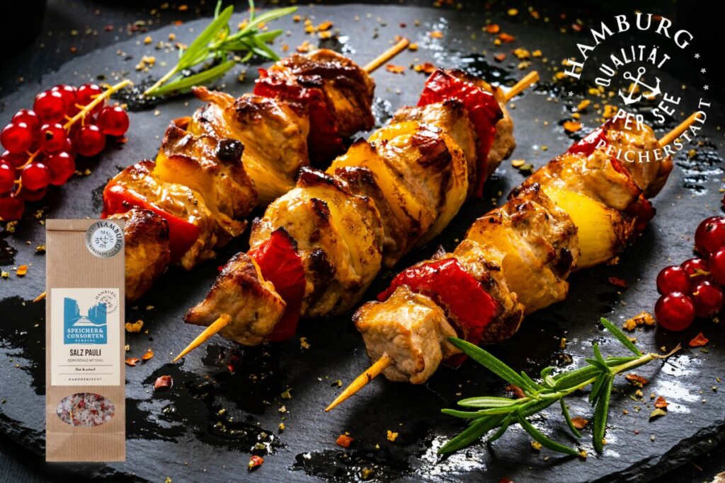 Pikante Hähnchenspieße vom Grill von Speicher&Consorten