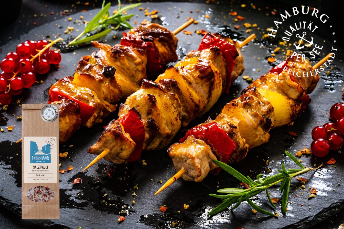 Pikante Hähnchenspieße vom Grill von Speicher&Consorten