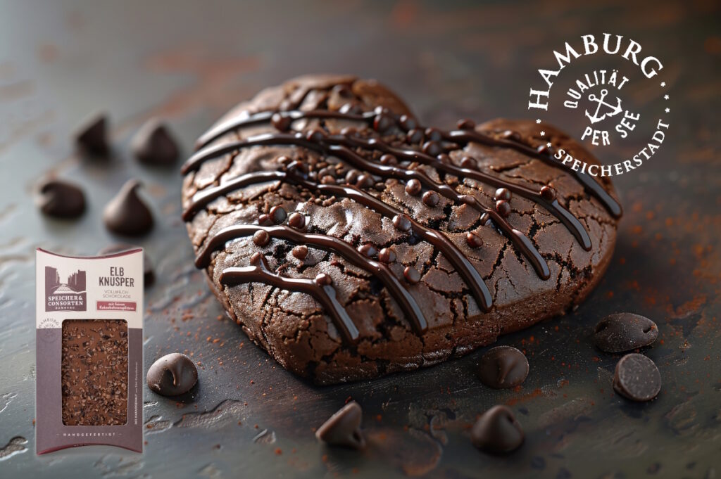 Herz Brownie mit Elbnusper Schokolade Speicher & Consorten